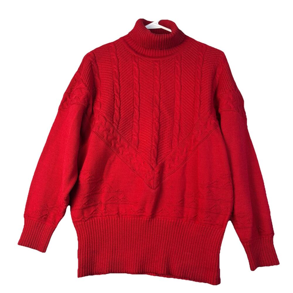 VTG Bogner Sweater Women’s Sm Wool Blend Turtleneck Ribbed Cable‎ Knit Pullover